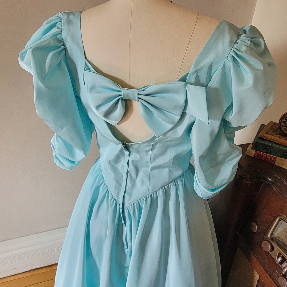 Vintage 80s Seafoam Mint Green Prom Dress Ariel Little Mermaid Princess M L - Picture 7 of 7